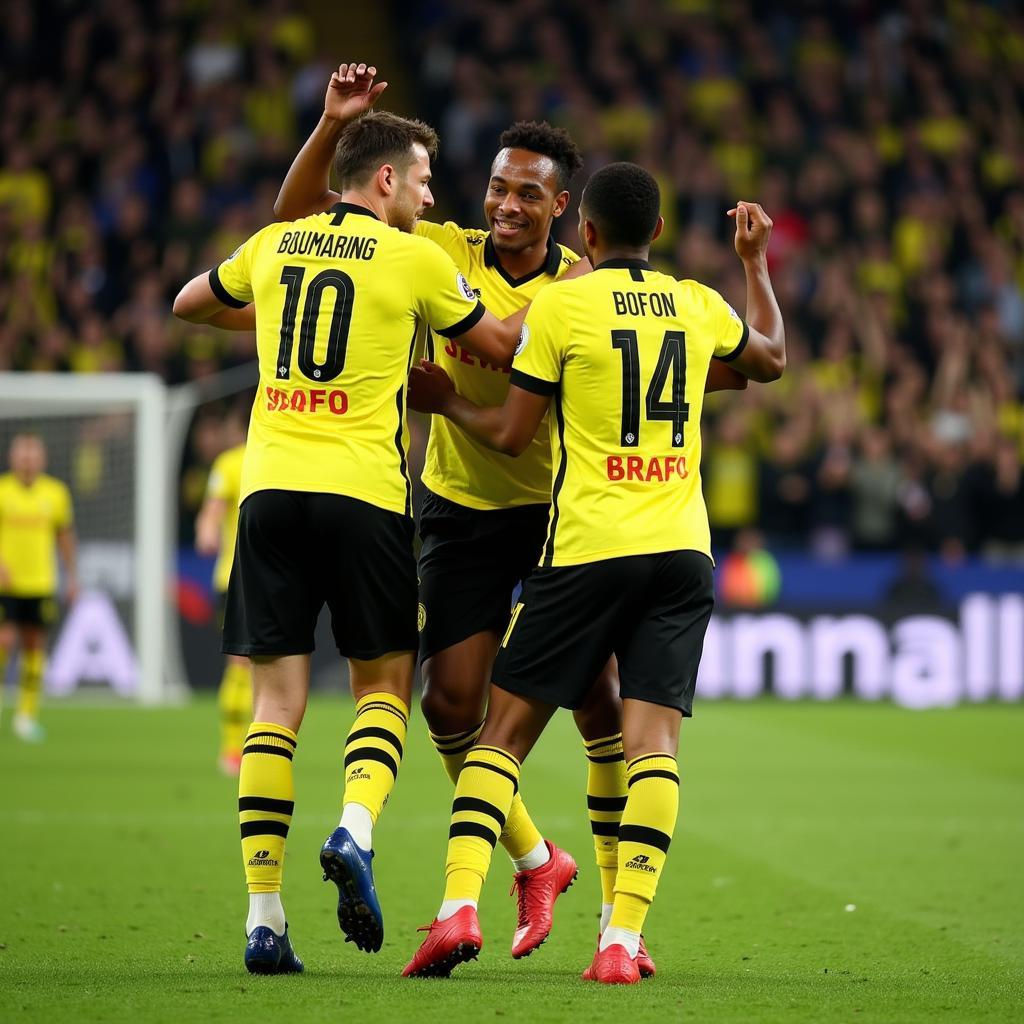 Aubameyang ăn mừng bàn thắng trong màu áo Borussia Dortmund