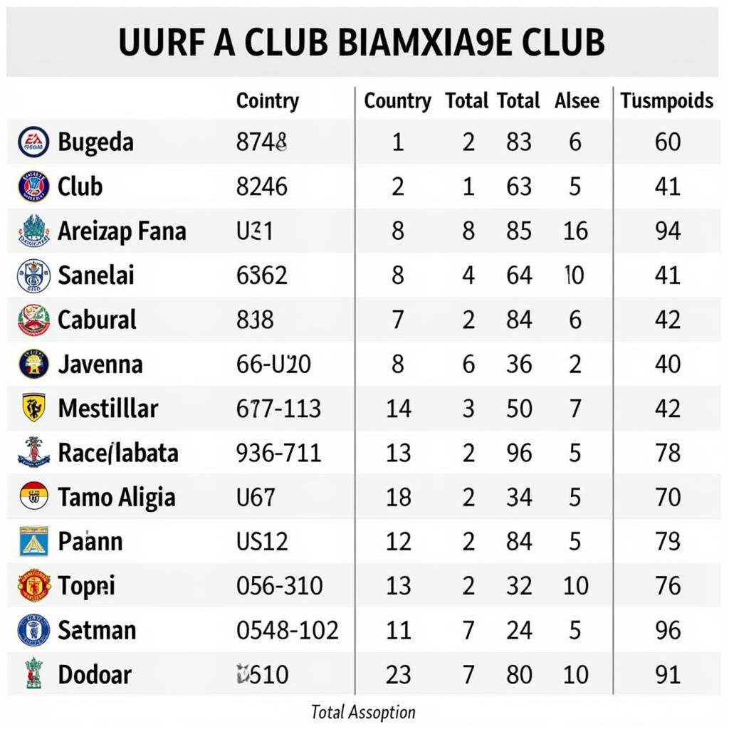 Bảng xếp hạng CLB bóng đá UEFA