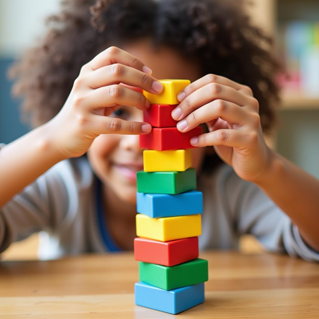 Children Building with Blocks