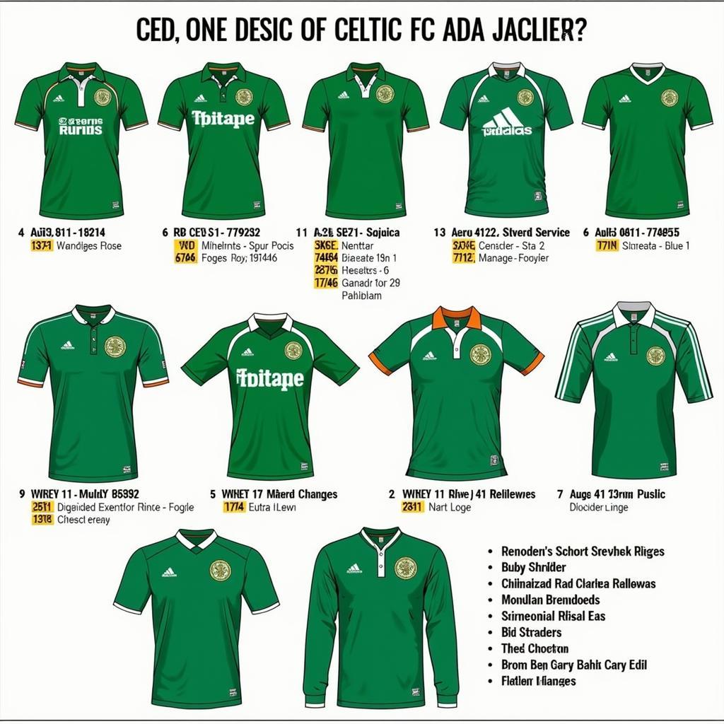 Biến thể áo CLB Celtic qua các thời kỳ