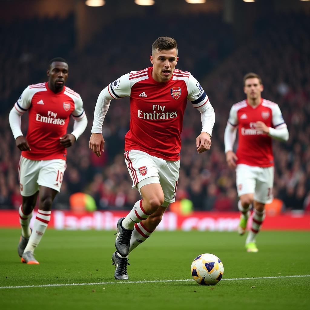 Các cầu thủ Arsenal khoác áo 2015 trên sân