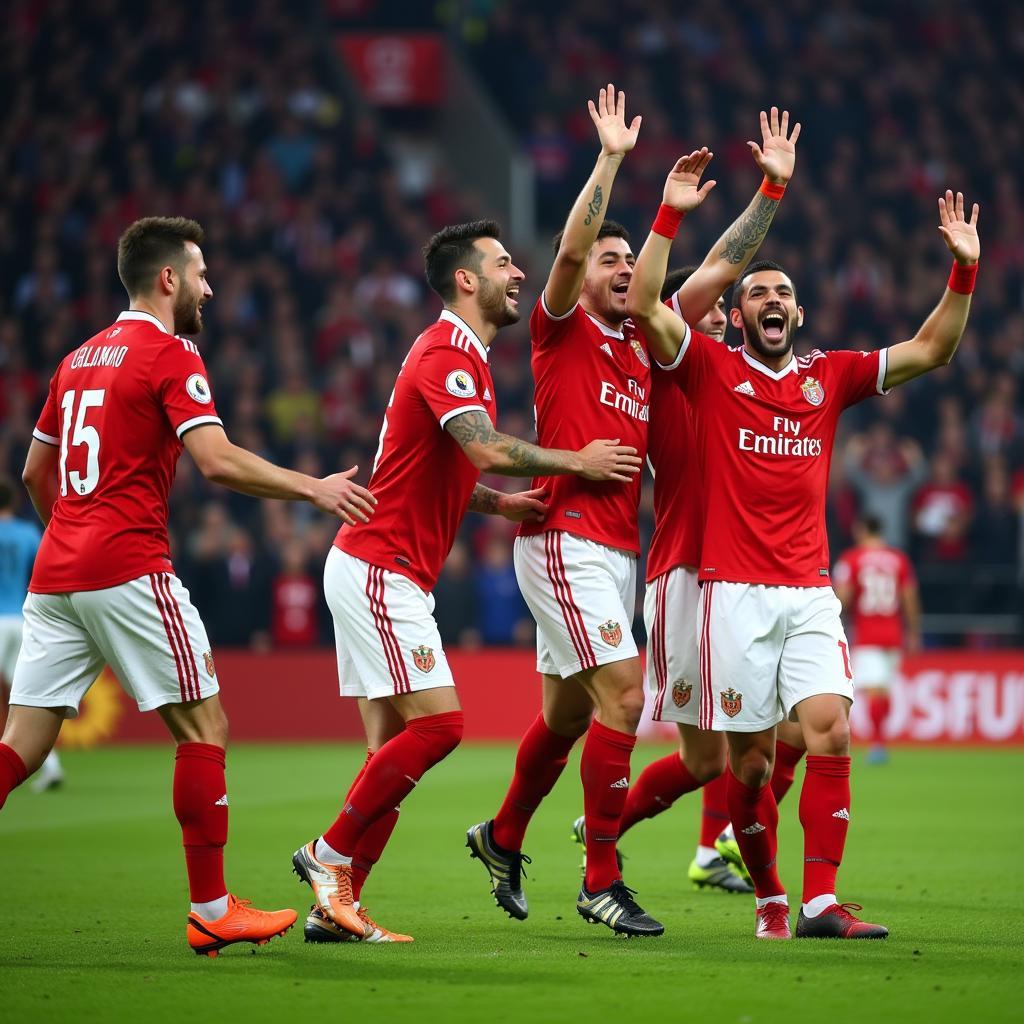 Các cầu thủ Benfica ăn mừng chiến thắng