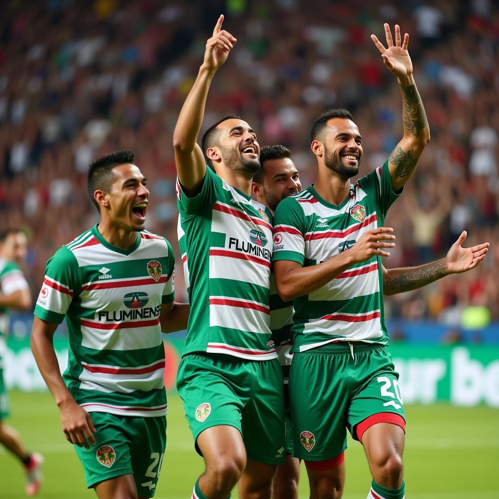 Các cầu thủ Fluminense ăn mừng chiến thắng