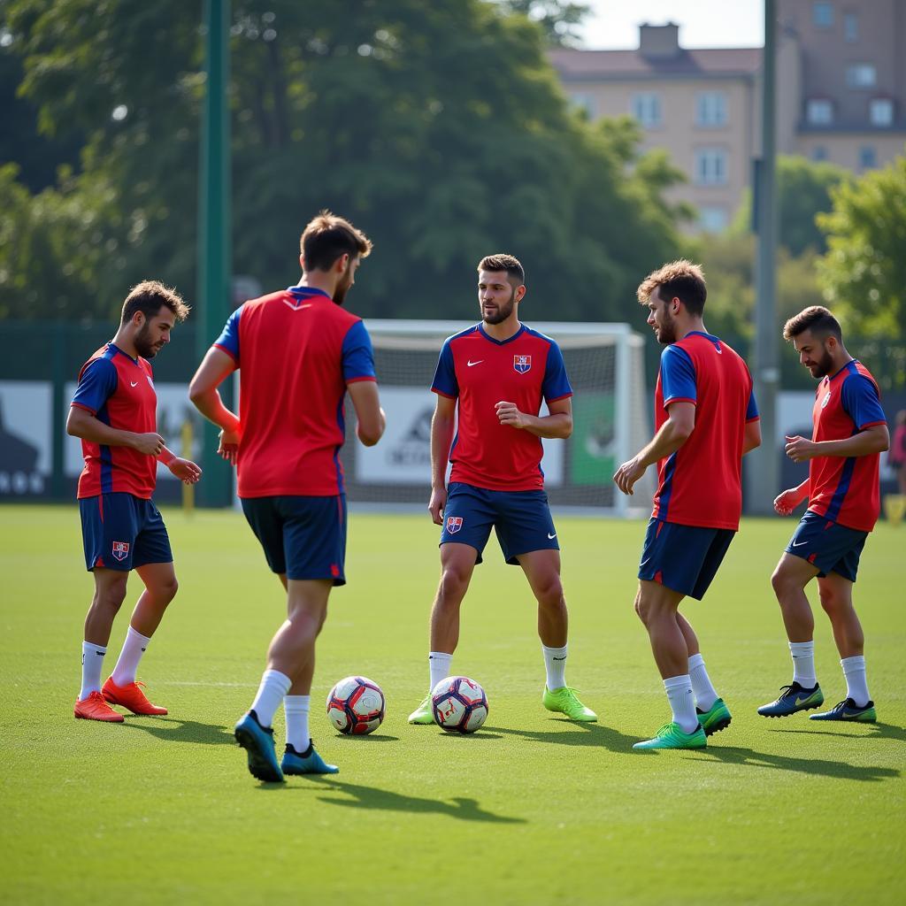 Football Players Training Together