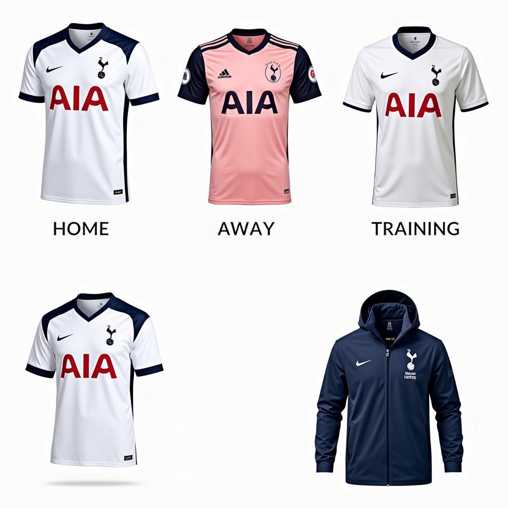 Các loại áo CLB Tottenham: sân nhà, sân khách, training, khoác