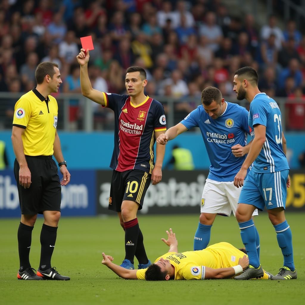 Hải Phòng player receiving red card