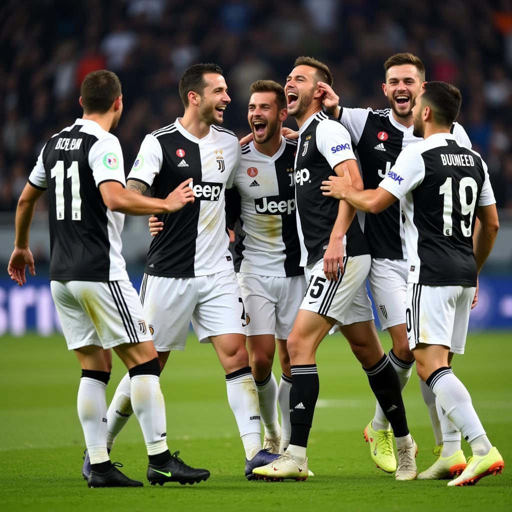 Cầu thủ Juventus ăn mừng chiến thắng