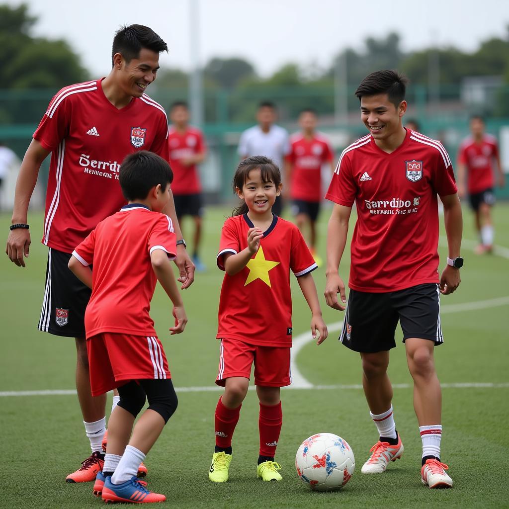 Cầu thủ Sarajevo FC giao lưu bóng đá trẻ em Việt Nam