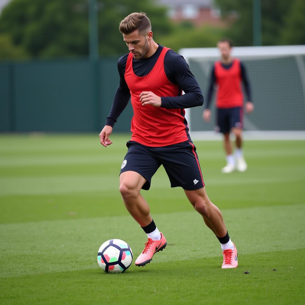 Athlete training at a football club