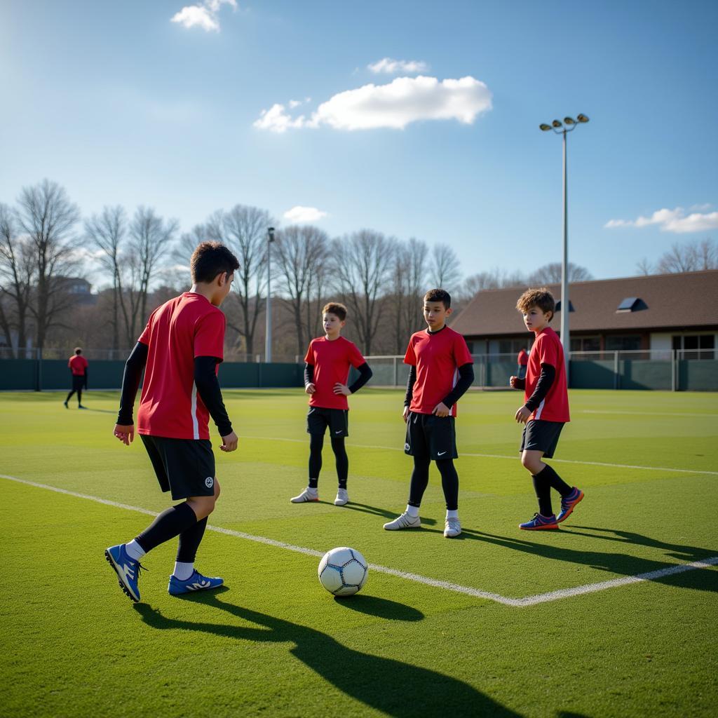 Young players training at a multi-level football club