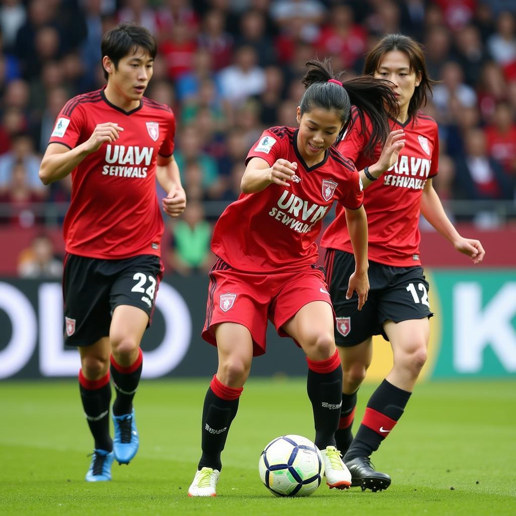 Cầu thủ Urawa Red Diamonds tấn công quyết liệt