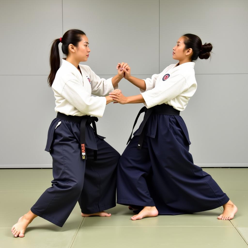 CLB Aikido giao viên nữ tập luyện với nhau