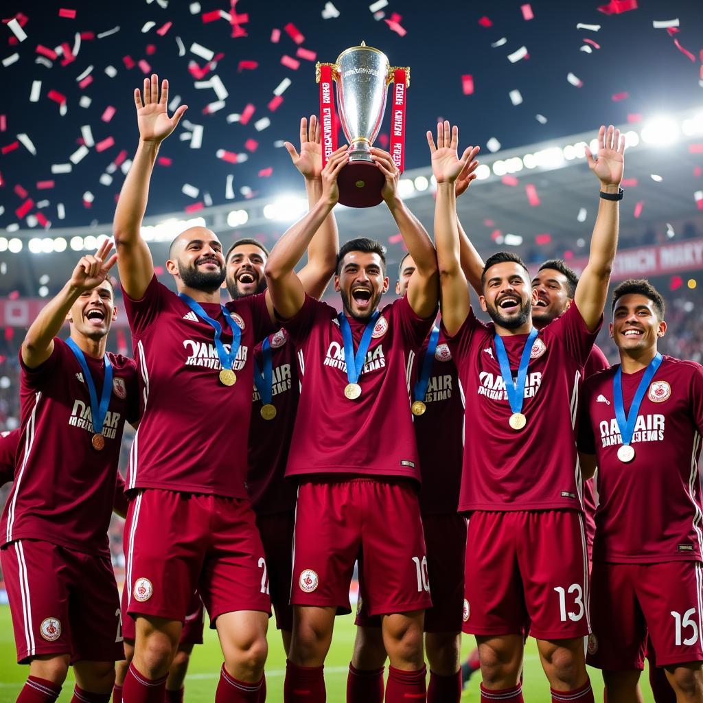 Al Rayyan players celebrating their victory