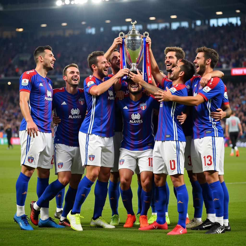 CLB Alaves ăn mừng chức vô địch UEFA Cup