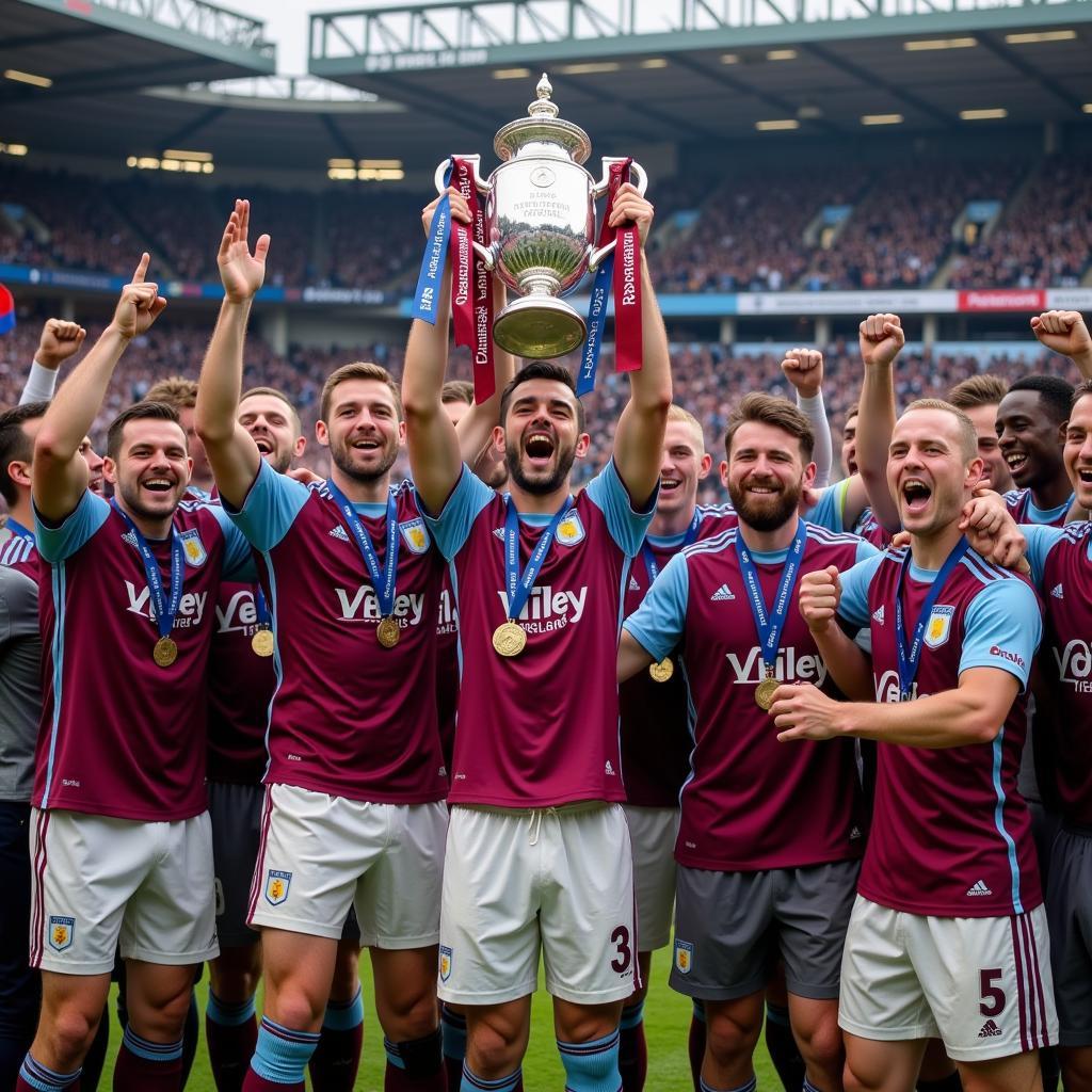 Các cầu thủ Aston Villa ăn mừng chiến thắng trong trận chung kết FA Cup