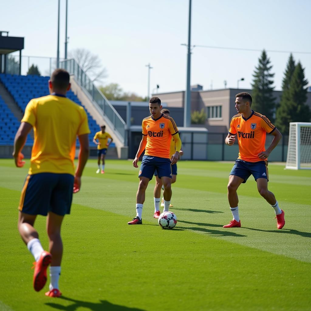 Superstar players training at a state-of-the-art facility