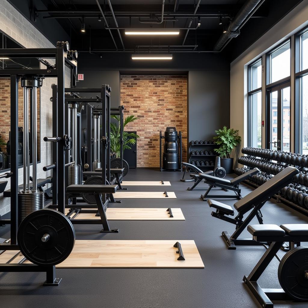 Khu vực tập tạ tại CLB Gym 17 Phan Huy Ích