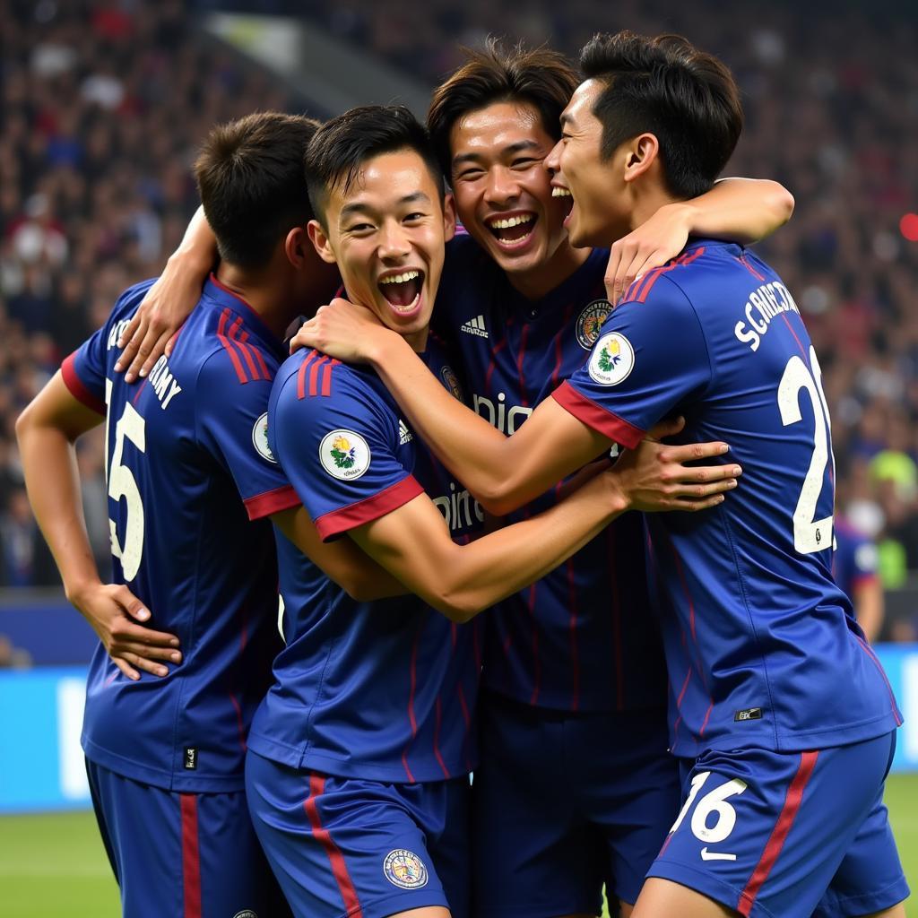 Incheon United players celebrating a goal