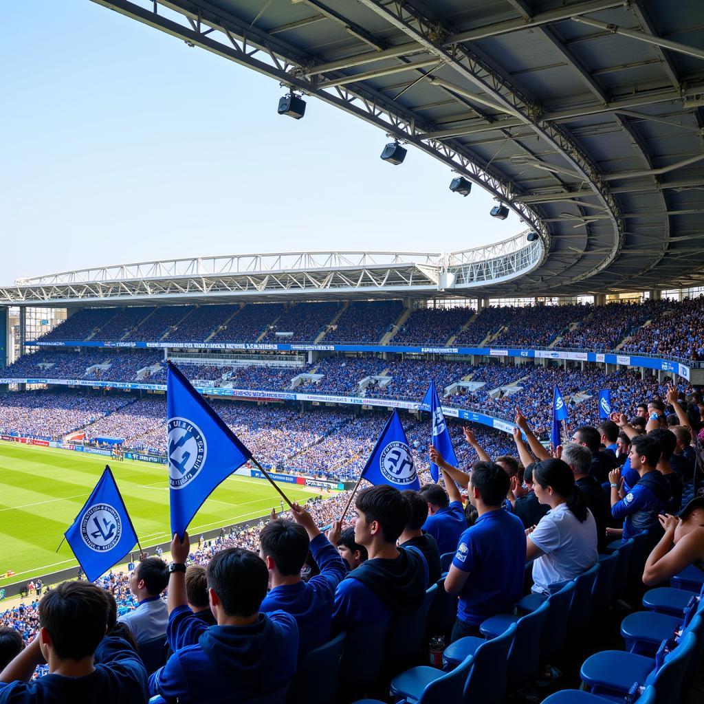 Incheon United fans cheering in the stands