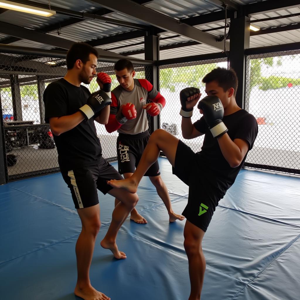 Học viên CLB MMA Saigon tập luyện.