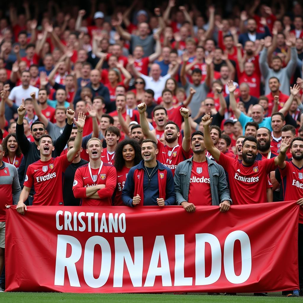 Fans of Cristiano Ronaldo gathering