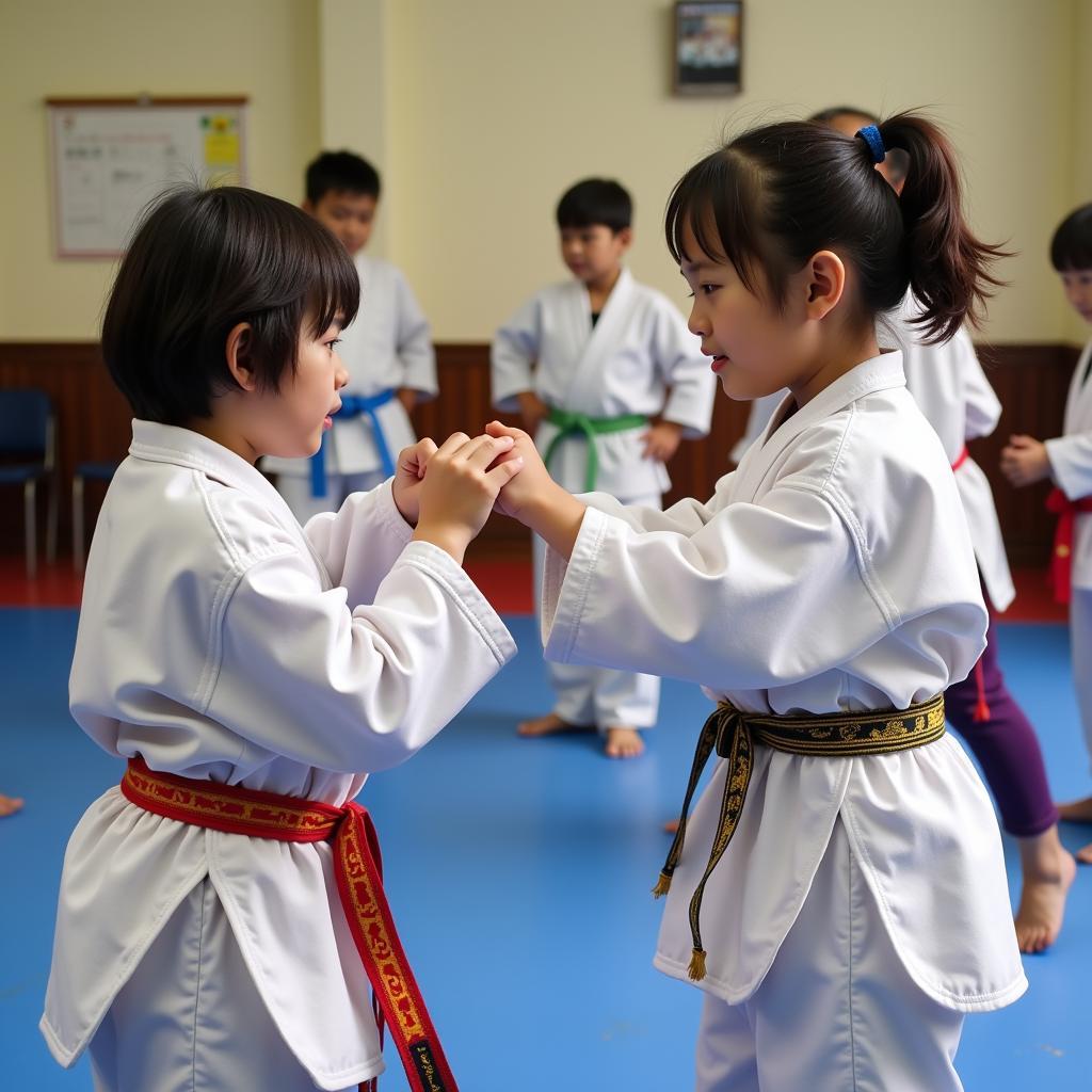 Các học viên CLB Taekwondo Bình Dương luyện tập cùng nhau