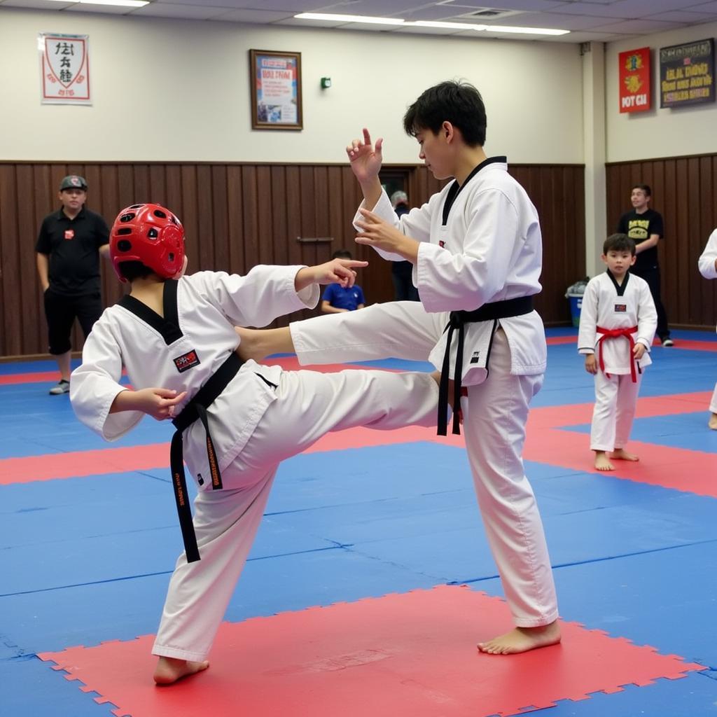 Các võ sinh Taekwondo tại CLB Trảng Bom tham gia thi đấu giao lưu