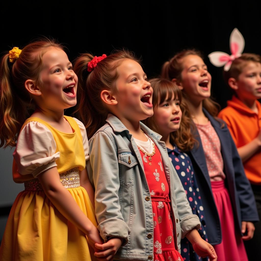 Children singing in a choir at a club for disabled children in Hanoi