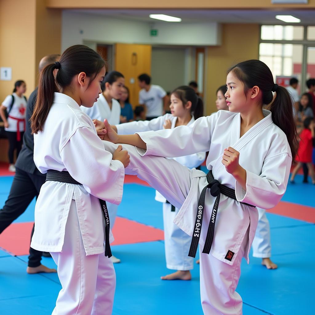 Hình ảnh lớp học Taekwondo tại CLB Võ Thuật Quân 8