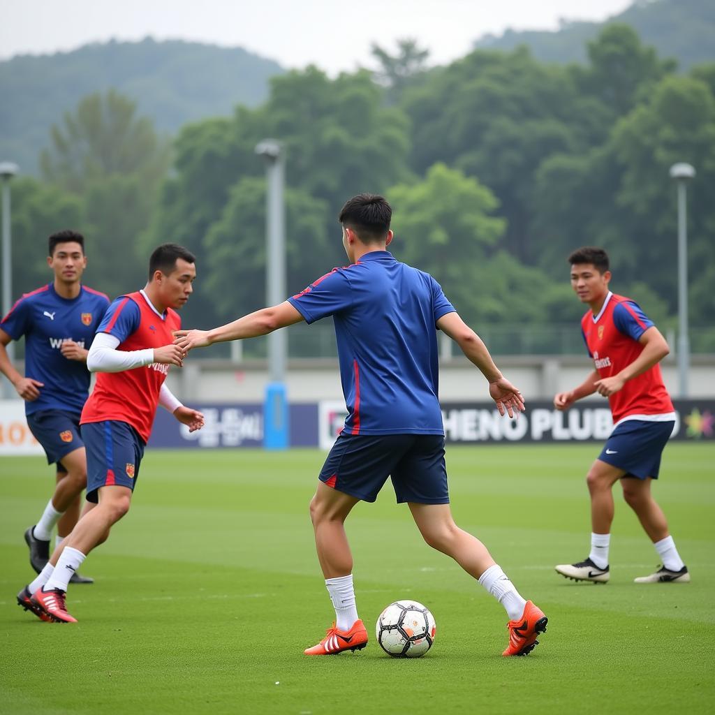 Công Phượng tập luyện cùng các đồng đội tại Incheon United