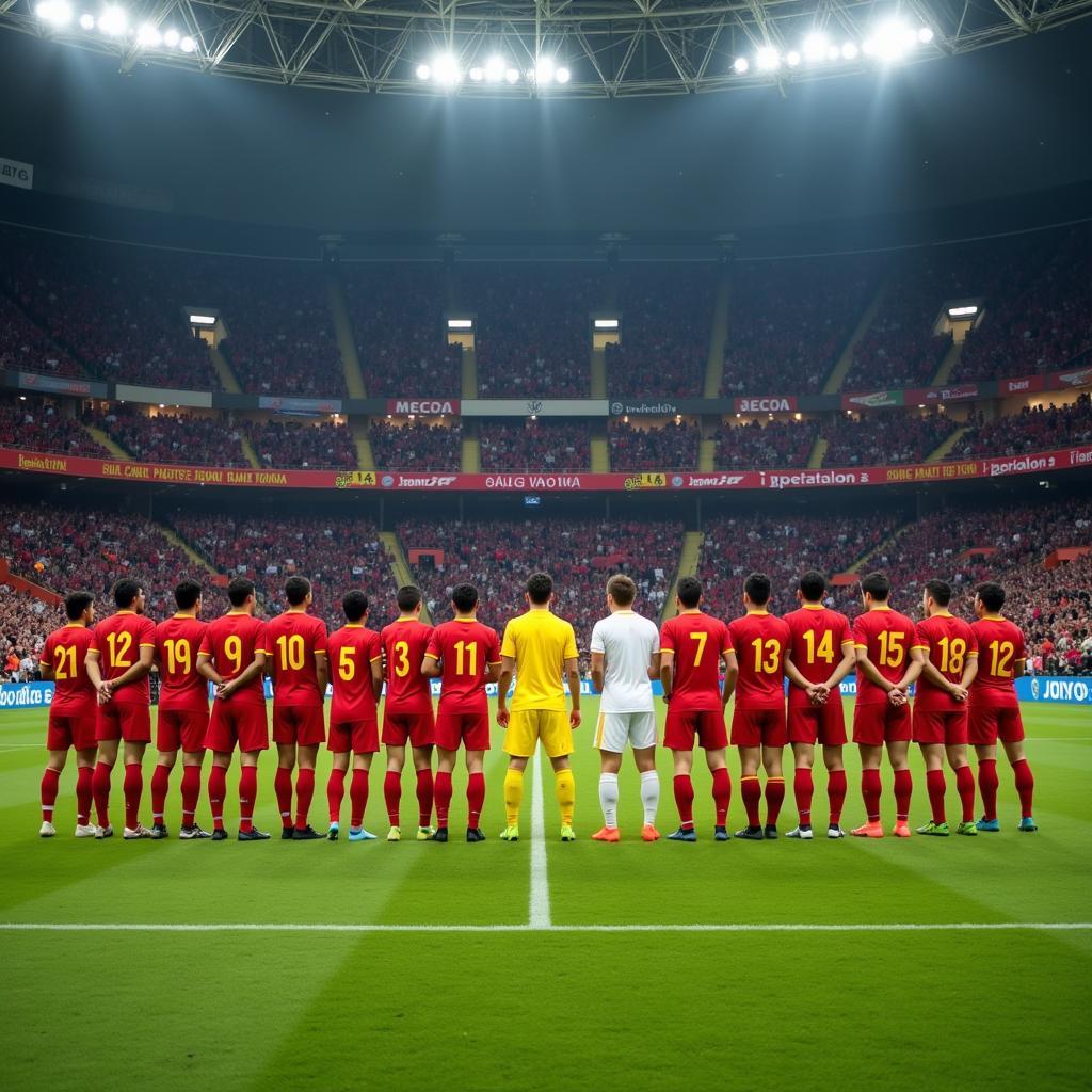 Vietnam national team facing off against a Japanese club team