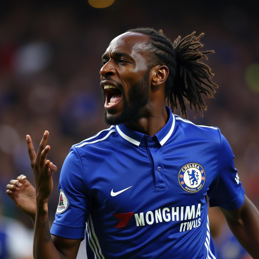 Drogba ăn mừng bàn thắng trong màu áo Chelsea