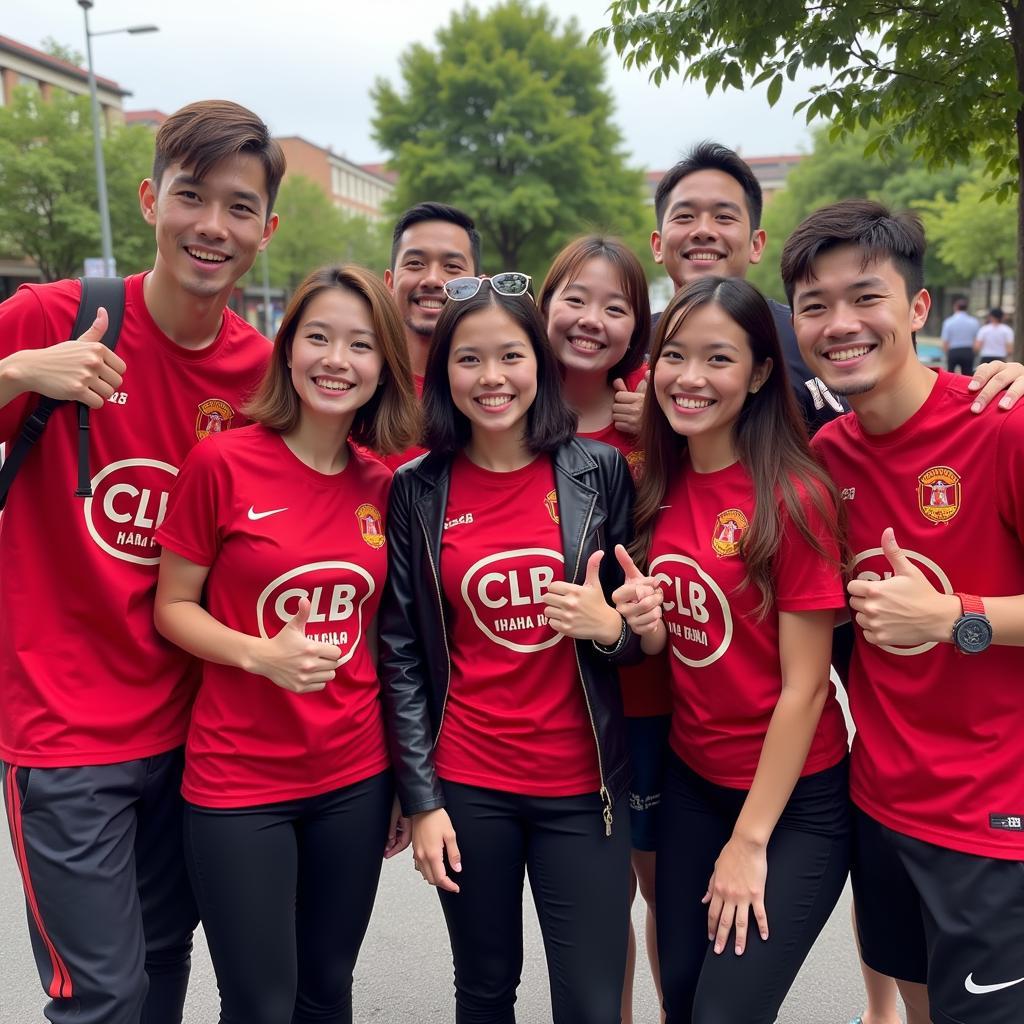 CLB Hà Nội fans wearing team jerseys