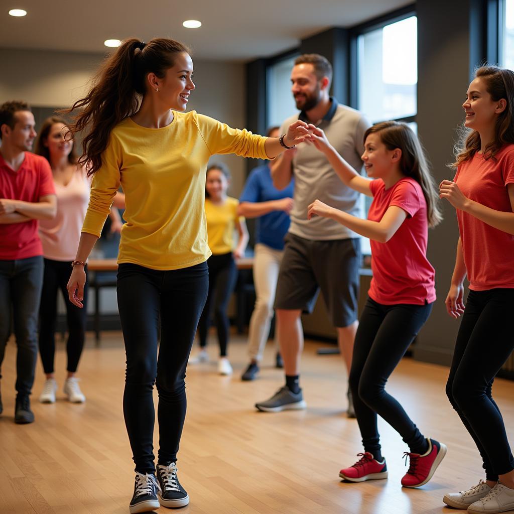 Dance class filled with energy