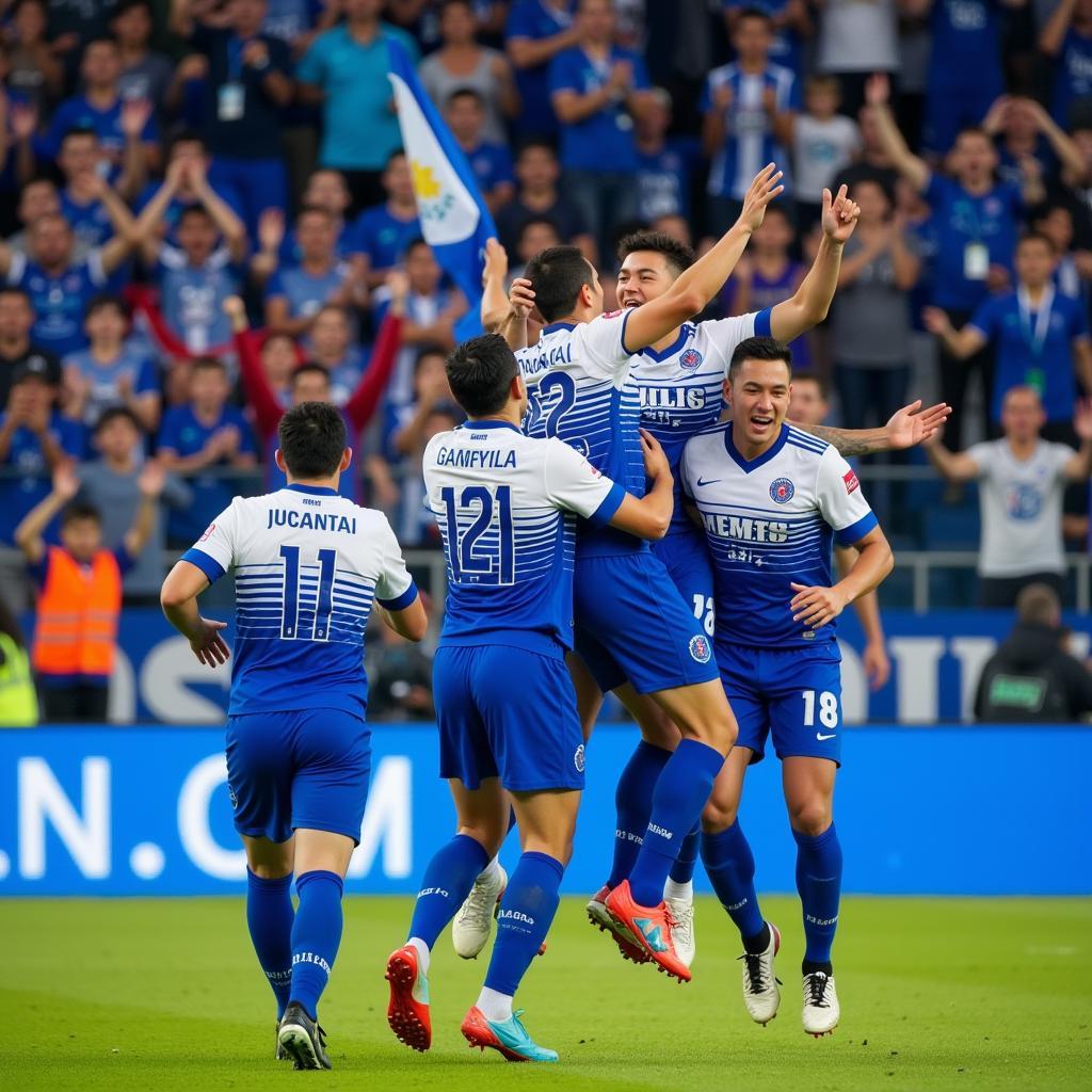 Jiangsu Sainty CLB Celebrating a Victory