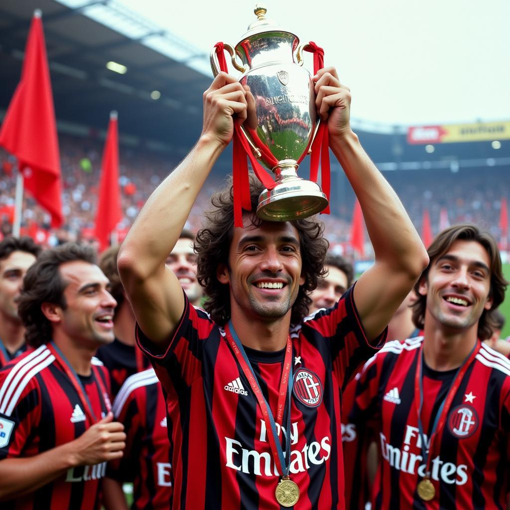 Ruud Gullit nâng cao chiếc cúp C1 danh giá cùng AC Milan