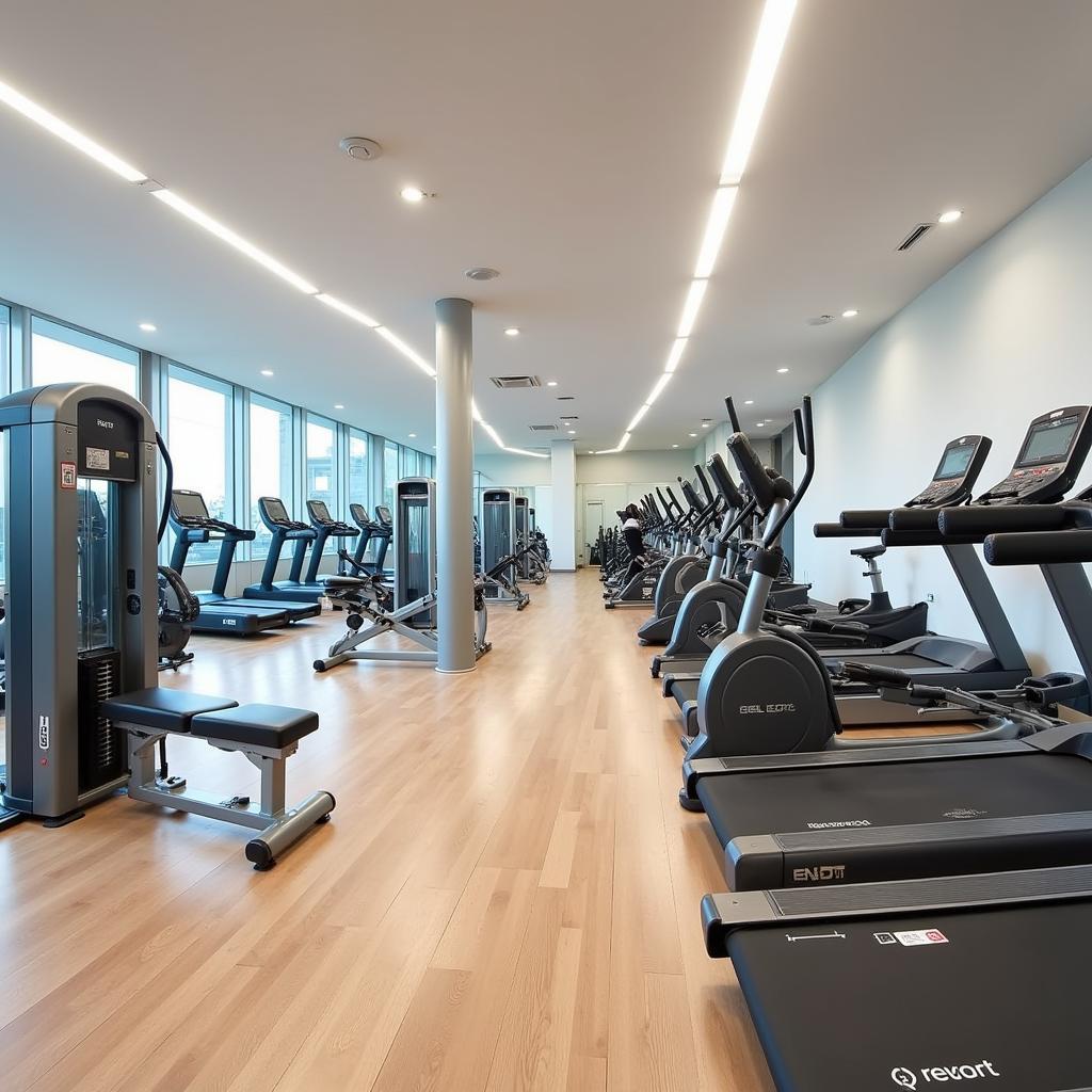 Phòng tập gym hiện đại tại CLB Hoàng Long