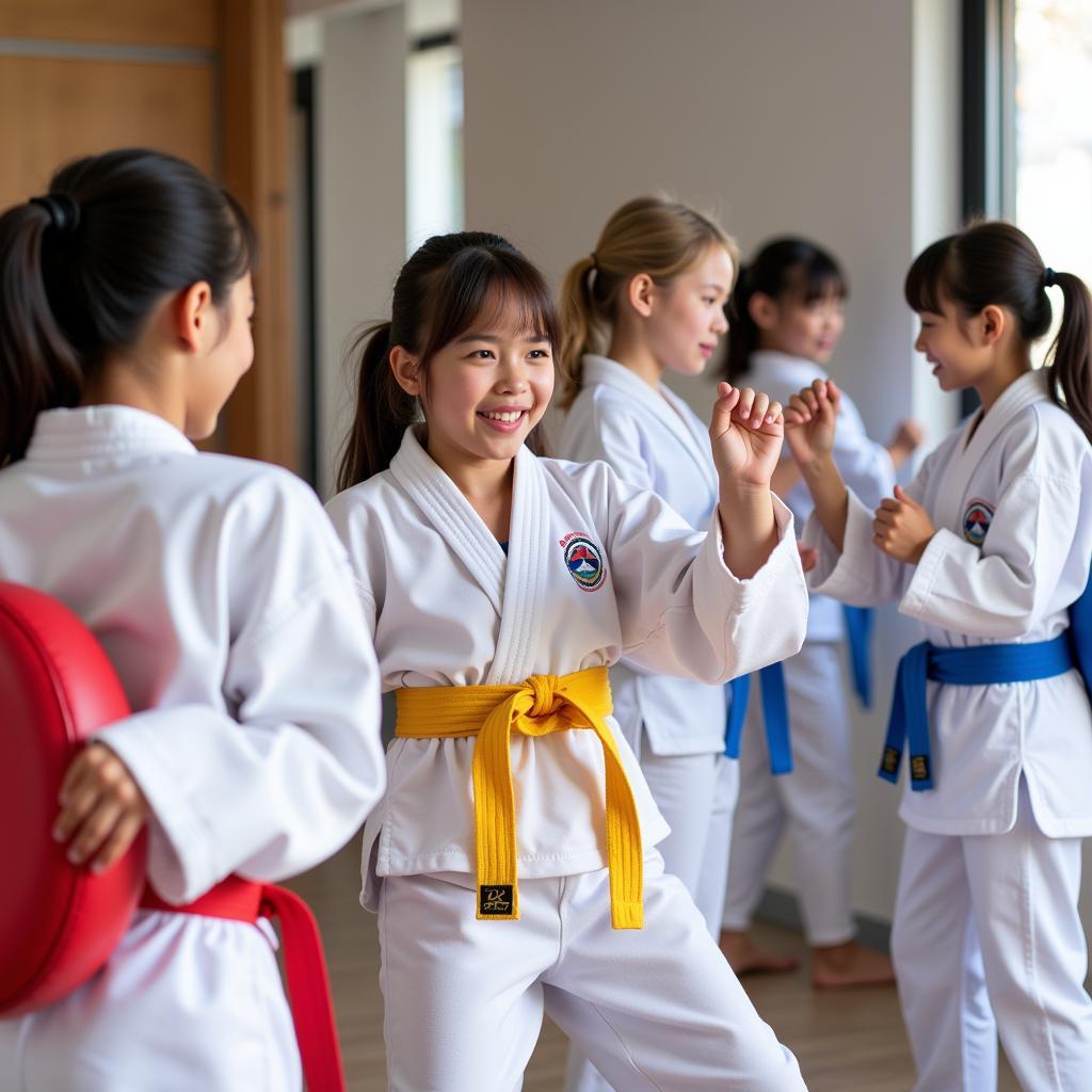 Các học viên đang luyện tập tại CLB Taekwondo Quận 7