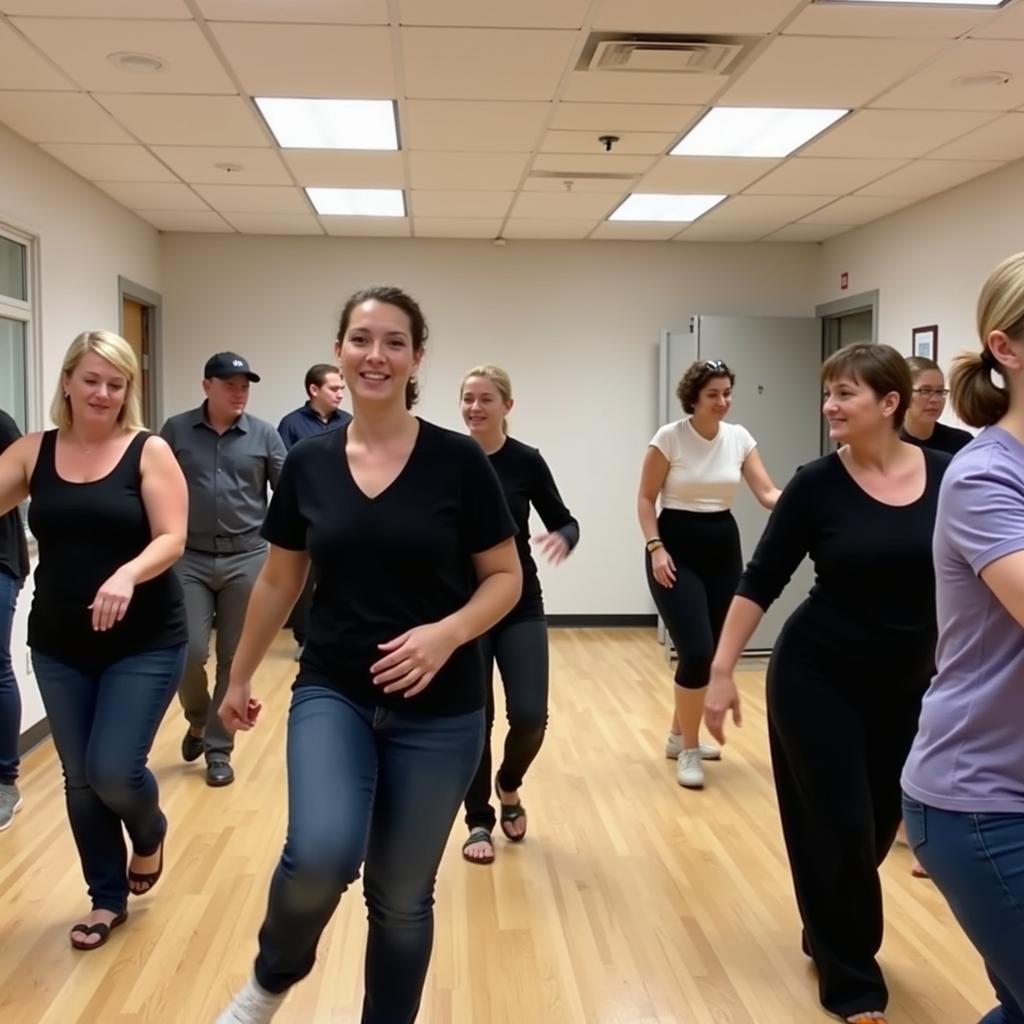 Dance students practicing