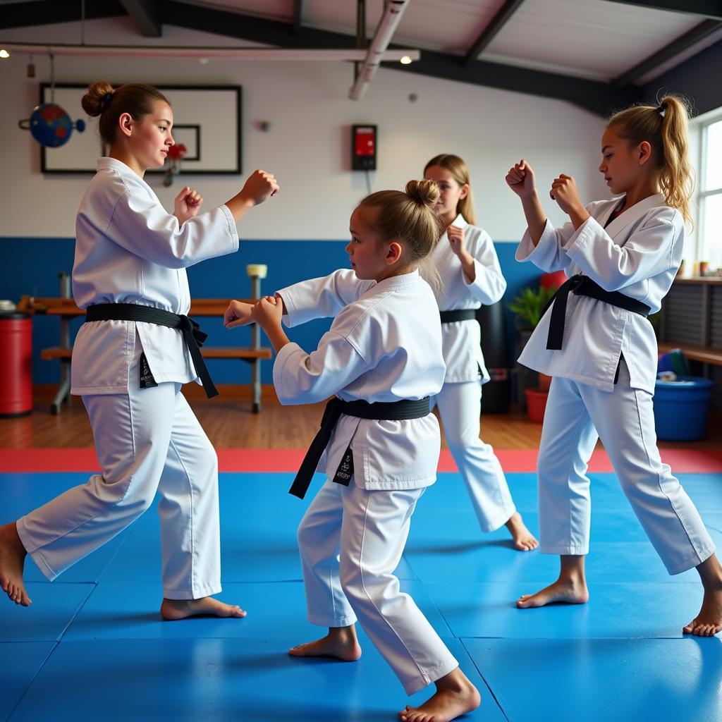 Học viên luyện tập tại CLB Taekwondo