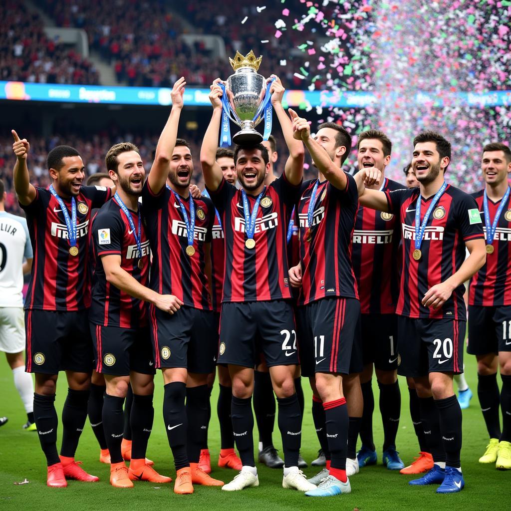 Các cầu thủ Inter Milan ăn mừng chức vô địch Serie A