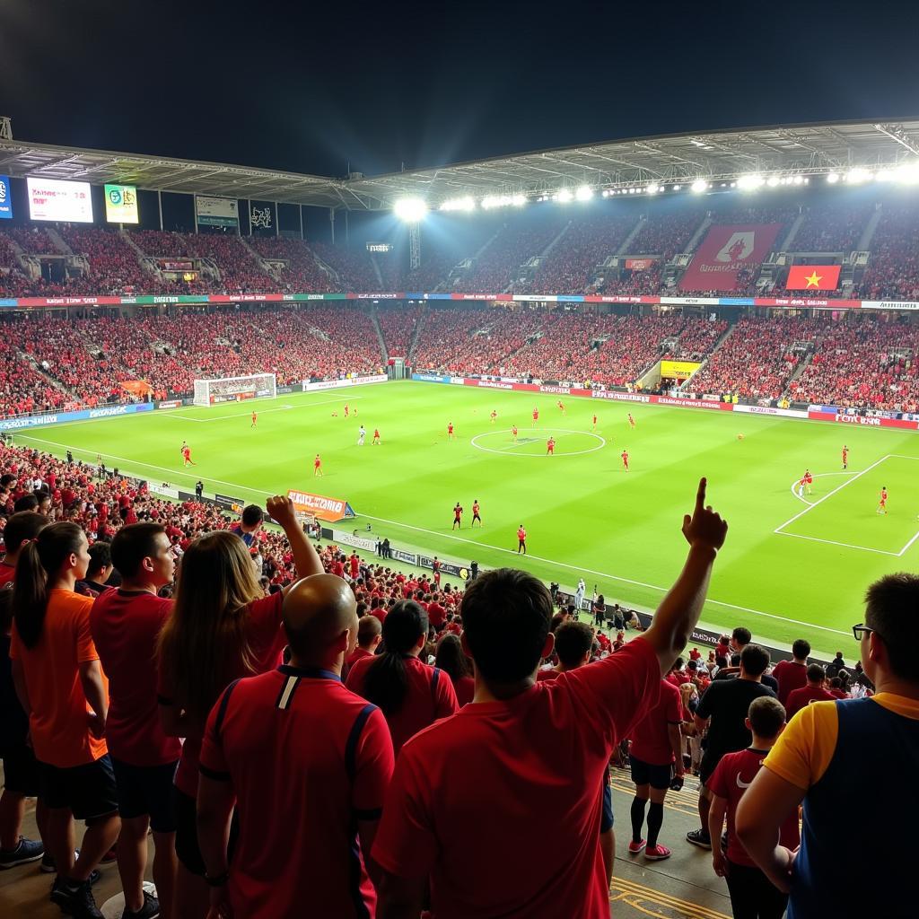 Fans cheering during the Quảng Nam vs CLB Hà Nội match