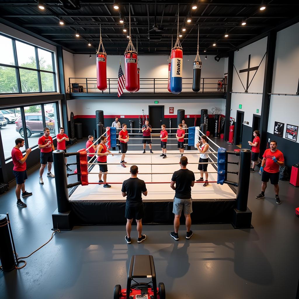 Không gian tập luyện tại CLB Boxing Linh Đàm