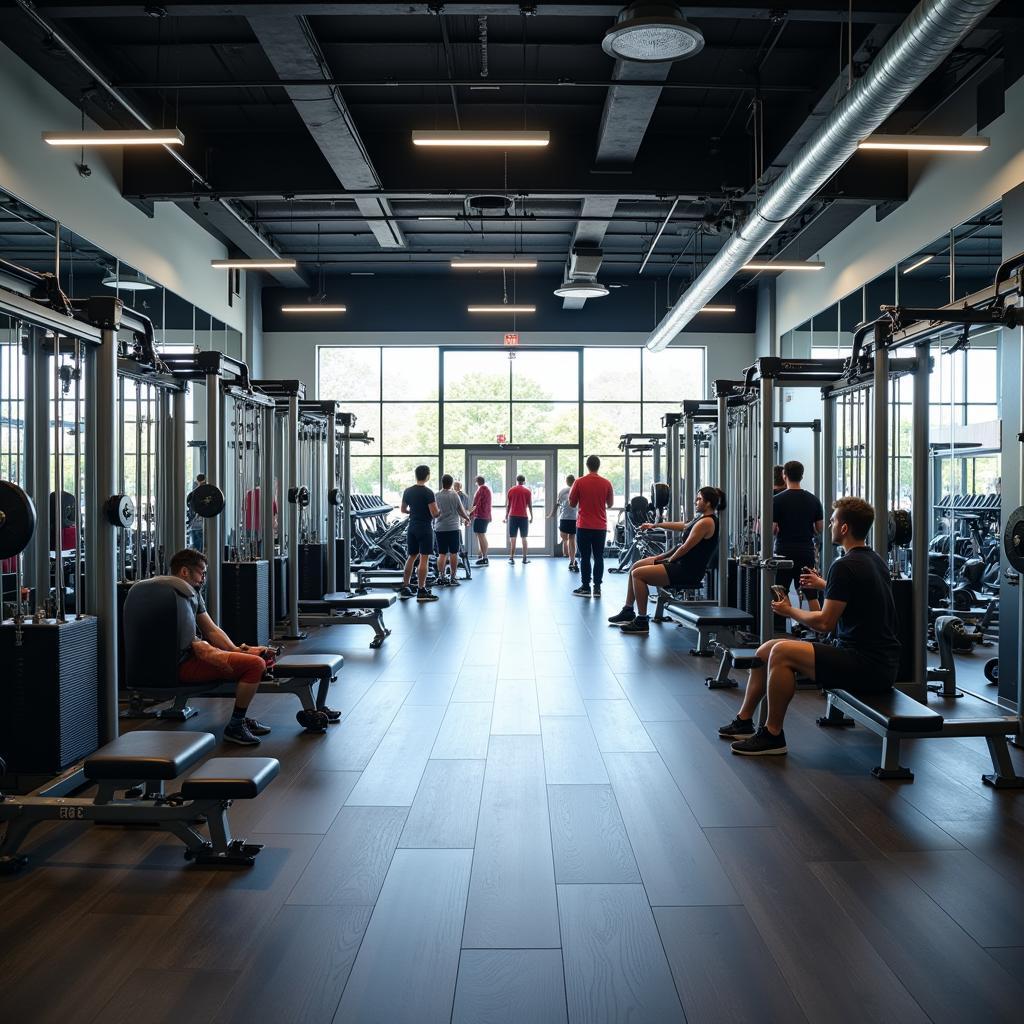 Không gian tập luyện hiện đại tại CLB Gym Đình Chương