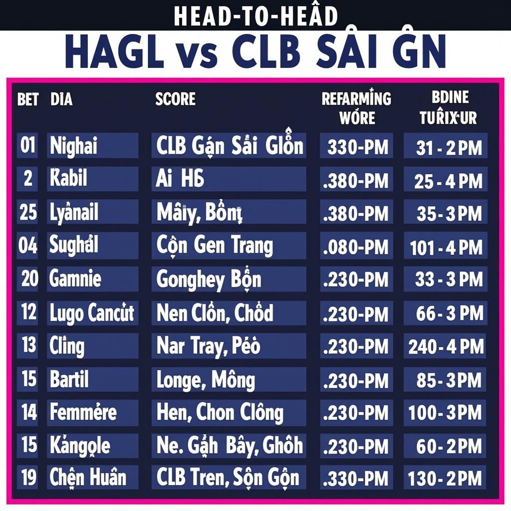 Lịch sử đối đầu HAGL - CLB Sài Gòn