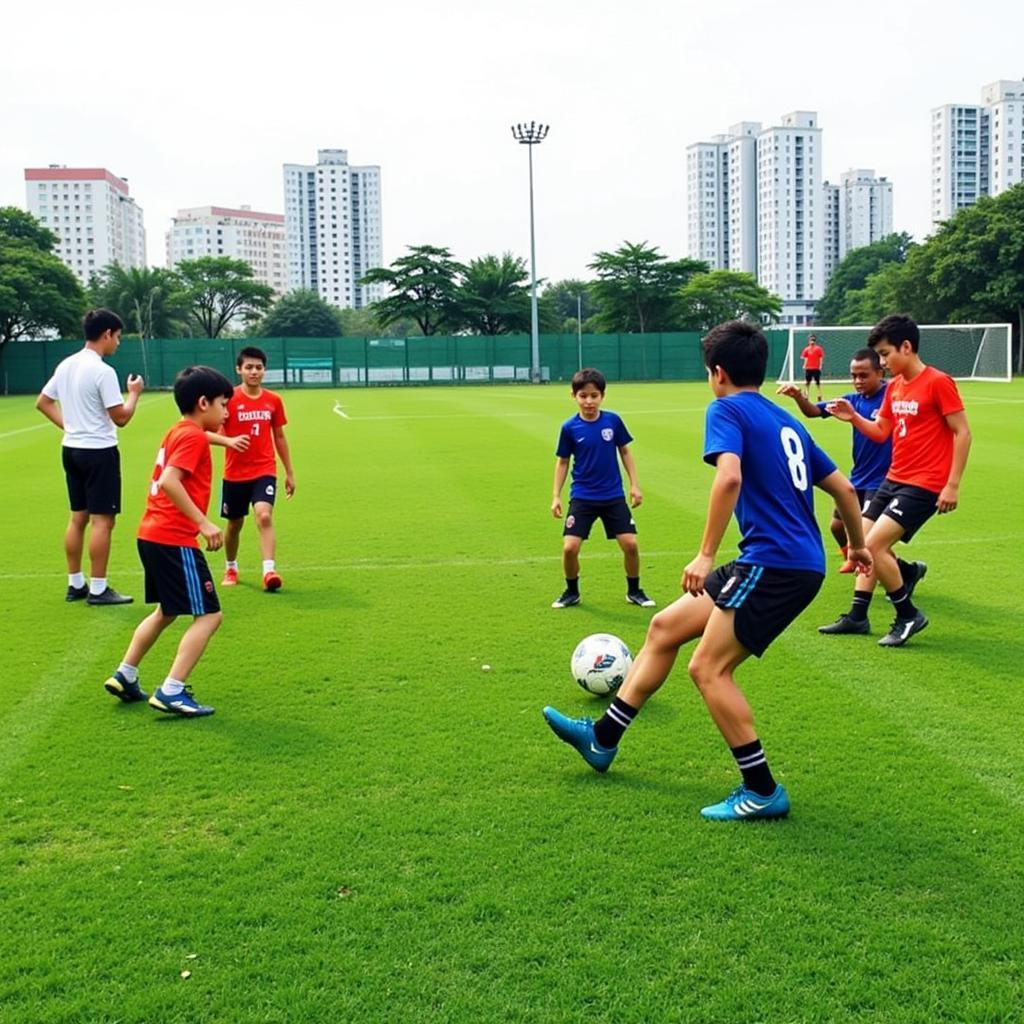 Lớp học bóng đá sôi động tại CLB Hồng Anh