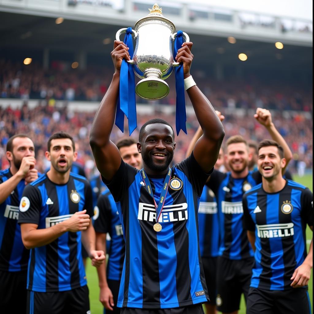 Lukaku ăn mừng chức vô địch Serie A cùng Inter Milan