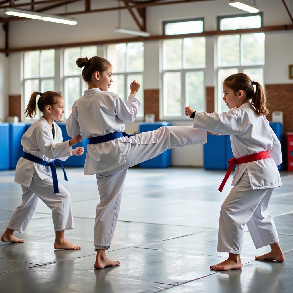 Học viên luyện tập tại CLB Taekwondo Minh Tâm