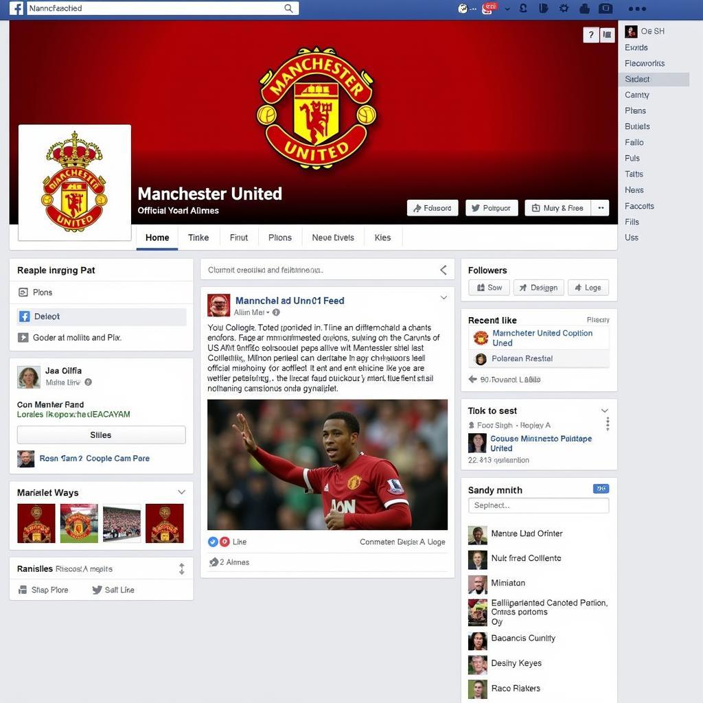 Trang fan page chính thức của Manchester United trên Facebook với hàng triệu lượt theo dõi