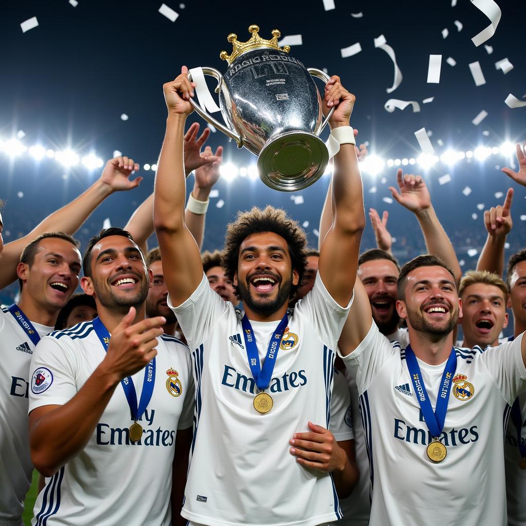 Marcelo ăn mừng chức vô địch Champions League